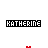 Animated sequence of 'KATHERINE' text with changing color accents and heart symbols above/below, each frame showing distinct pixel-level variations.