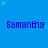 Blue background with repeated 'Samantha' text and light blue stars, static image.