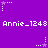 Purple background with repeated white text 'Annie_1248' and pixelated star icons in various states of animation.