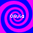 Four identical spiral patterns with alternating blue and magenta rings, each containing the text 'Olivia' in white pixelated font, arranged in a on a solid magenta background