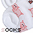 A pixelated white teddy bear with pink accents holds a small red heart, positioned above the text 'SOCKS' in black and gray lettering.