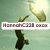 Pixelated image of a green plant with a single yellow flower and a white banner containing brown text.