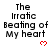 The Irratic Beating of My heart text with red pixelated hearts below each phrase on a white background.