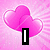 Animated pink heart icon with radiating lines, transitioning to polka dots with 'Luv' text, then to dual hearts with 'Pink' text.