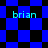 Blue and black checkered pattern with four instances of the text 'brian' in light blue, displayed across showing animation changes