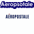 Animated sequence showing the word "Aeropostale" in blue text with a small red and white airplane icon above the 'e'