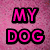 Pixelated image with pink background displaying text 'MY DOG IS BETTER THAN URS!' and a dog photo.