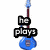 A static image of a pink electric guitar with blue and black text overlays, next to a black acoustic guitar case with white text.