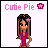 A 4-frame animated contact sheet showing a pixel art character with long brown hair, pink star accessory, and magenta dress in various poses against white background.