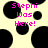 Pixelated text reads "Stephi Was Here!" in bright pink over a light yellow background with scattered black circles.
