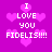 Pixelated text on a purple background with pink hearts, reading "I LOVE YOU FIDELIS!!!" in white block letters.