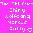 A static pixel art image with a bright pink background displays repeated white text and heart symbols in two