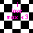 Pixelated black-and-white checkered background with pink text reading "i love max <3" in four identical quadrants.