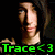 Pixelated image of a person's face with hand near eye, green text 'Trace<3' at bottom on black background.