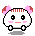 Pixel art character with pink bow ears, red striped headband, and four distinct facial expressions across frames.