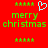 Red background with green pixelated text reading "merry christmas" and a white heart symbol above the text, surrounded by small green star-like shapes.