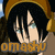 Anime-style character with black hair and blue eyes wearing a brown outfit and yellow headband, shown in three with text overlays