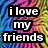 A static image with a colorful, swirling background displaying text in black-outlined white letters listing names.