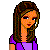 Pixel art contact sheet showing four sequential frames of a female character in purple top and blue jeans with brown hair, labeled "Jessi" below each frame.
