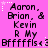 Pixelated text on a bright pink background with white star accents, repeating names and phrases in black blocky font.
