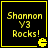 Four identical square display yellow text on black background with a Pac-Man icon in bottom-right corner