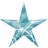 A static pixelated star icon with five points, rendered in varying shades of blue and teal against a white background.
