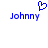 Blue pixelated text 'Johnny' with a blue heart symbol above it, displayed in two identical side-by-side views on a white background.