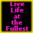 Four identical pixelated display pink text on black backgrounds with yellow borders, each reading "Live Life at the Fullest" in a retro digital style