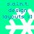 Four identical pixelated snowflake icons with blue text on a green background, each showing slight variations in the snowflake's white pixels across four views.