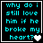 Four identical display cyan text on black background with a heart symbol changing from white to gray