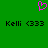 Green background with a pink pixelated heart symbol above two identical black text strings reading "Kelli <333".