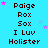Pixelated text and star shapes on a bright cyan background, with repeated phrases