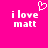 Pixelated text 'i love matt' in white on bright pink background with a pixel heart above left text, two identical static frames shown.