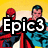 Pixelated animation of Spider-Man and Superman figures with changing text overlays on a yellow background.