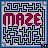 Pixel art maze icon with 'MAZE' text, green and blue maze paths, red progress line, and blue border.