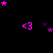 Purple '<3' symbols and star clusters animate against a black background with a gray rectangle in the bottom-right corner.