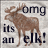 Pixelated brown moose stands against light gray background with dark blue text reading 'omg its an elk!' in four segments.