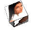 A rotating 3D cube displays a person's face across multiple visible faces, showing different angles of the same individual.