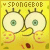 A 50x50 pixel animated buddy icon featuring Spongebob Squarepants' face with large eyes and a smile, displayed as two sequential frames in a contact sheet layout on a yellow background.