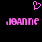 Pixelated pink text 'JOANNE' appears twice on black background with a pixelated heart above, all static.