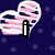 A heart-shaped icon with pink and blue stripes on a dark purple starry background, featuring a black 'i' symbol.