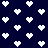 White pixelated hearts on a dark blue background with scattered heart fragments.