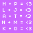 Pixelated of white text equations on purple background with pink highlighted showing repeated patterns