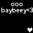 Pixelated text 'baybeey<3' repeated with heart symbols on a black background, showing animation changes in heart colors.