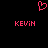 Pixelated pink heart symbol above two instances of the name KEVIN in pixelated pink text on a black background.