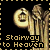 Pixelated static icon featuring a golden trumpet against black background with text "Stairway to Heaven" in pixel font below, bordered by gold squares.