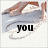 Pixelated image of a silver and brown object with a curved shape and a black text label reading 'you' on a light background.