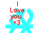 A blue snowflake-shaped icon with red text 'I Love you <3' on a white background, showing four distinct animation frames.