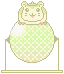 Pixel art of a hamster-like character with closed eyes and pink cheeks resting on a checkered sphere that shifts color gradients across four views.