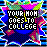 Pixelated graphic with bold white text 'YOUR MOM GOES TO COLLEGE' on black background, surrounded by colorful abstract pixel patterns.